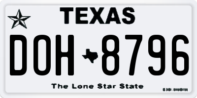 TX license plate DOH8796