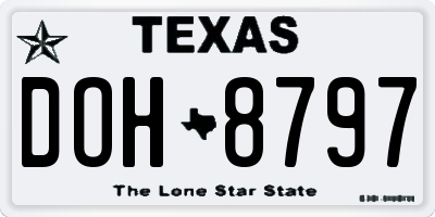 TX license plate DOH8797