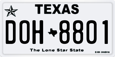 TX license plate DOH8801