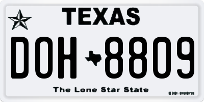 TX license plate DOH8809