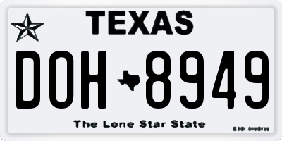 TX license plate DOH8949