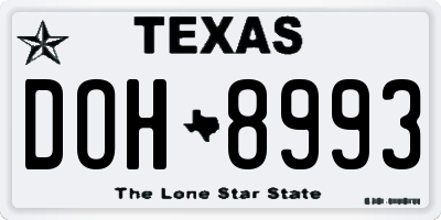 TX license plate DOH8993