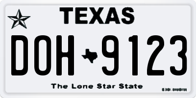 TX license plate DOH9123