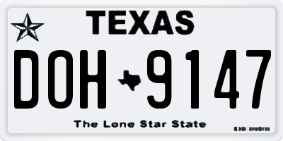 TX license plate DOH9147