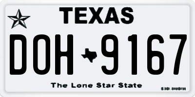 TX license plate DOH9167