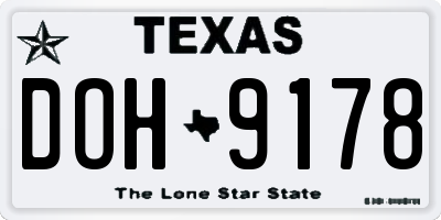 TX license plate DOH9178