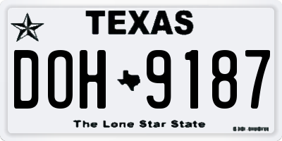 TX license plate DOH9187