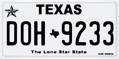 TX license plate DOH9233