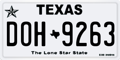 TX license plate DOH9263