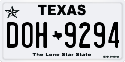 TX license plate DOH9294