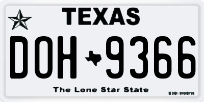 TX license plate DOH9366