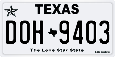 TX license plate DOH9403