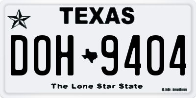 TX license plate DOH9404