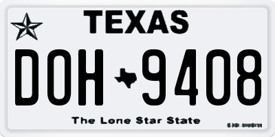 TX license plate DOH9408
