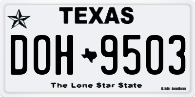 TX license plate DOH9503