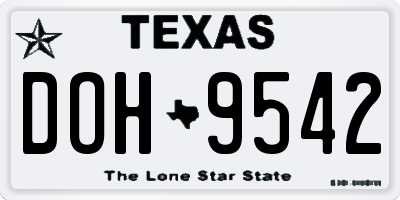 TX license plate DOH9542