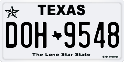 TX license plate DOH9548