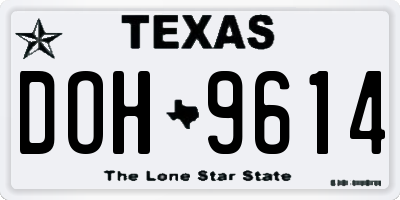 TX license plate DOH9614