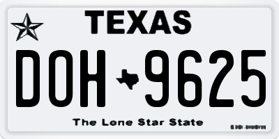 TX license plate DOH9625