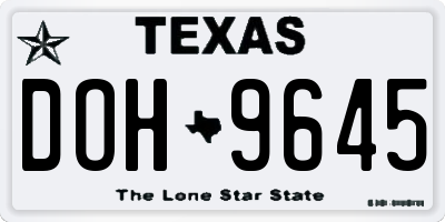 TX license plate DOH9645