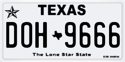 TX license plate DOH9666