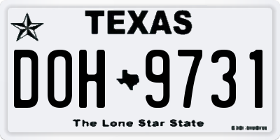 TX license plate DOH9731