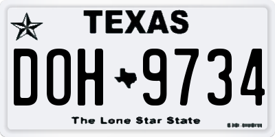TX license plate DOH9734