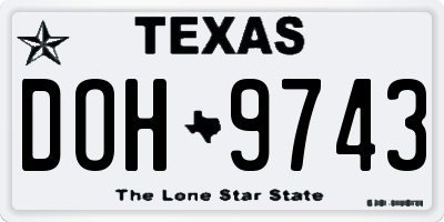 TX license plate DOH9743