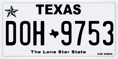 TX license plate DOH9753