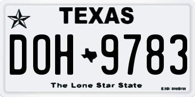 TX license plate DOH9783