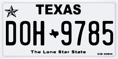 TX license plate DOH9785