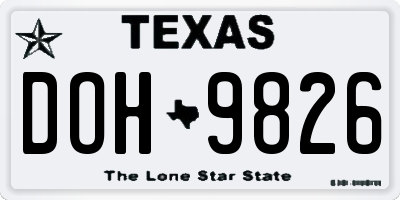 TX license plate DOH9826