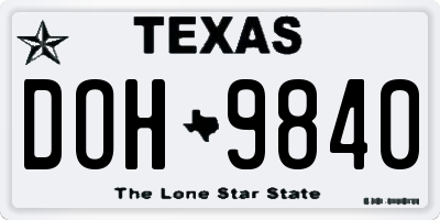 TX license plate DOH9840