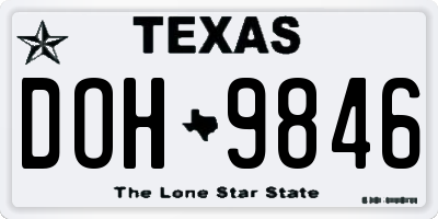 TX license plate DOH9846