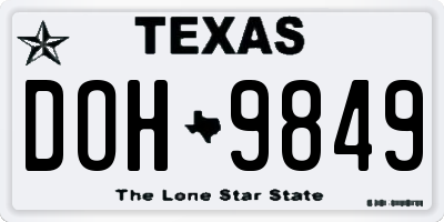 TX license plate DOH9849