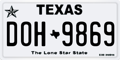 TX license plate DOH9869