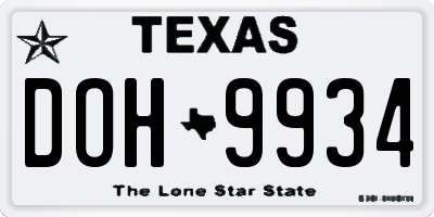 TX license plate DOH9934