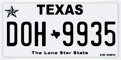 TX license plate DOH9935