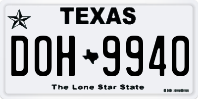 TX license plate DOH9940