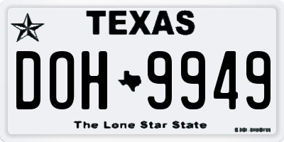 TX license plate DOH9949