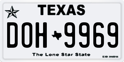 TX license plate DOH9969