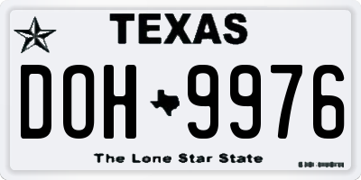 TX license plate DOH9976