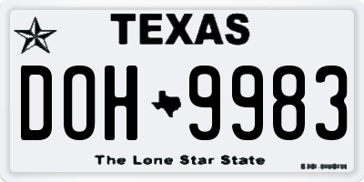 TX license plate DOH9983