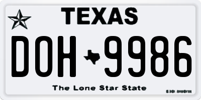 TX license plate DOH9986