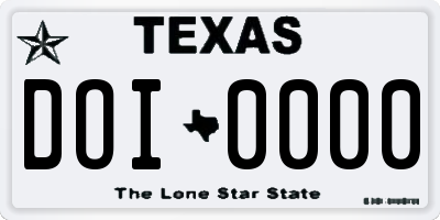 TX license plate DOI0000