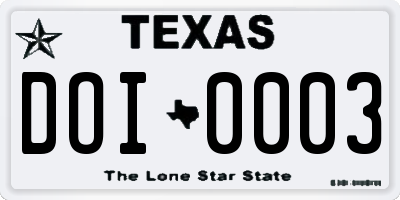 TX license plate DOI0003