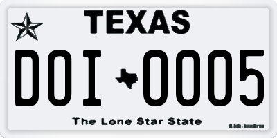 TX license plate DOI0005