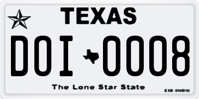 TX license plate DOI0008