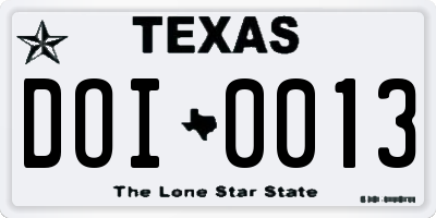 TX license plate DOI0013
