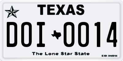 TX license plate DOI0014